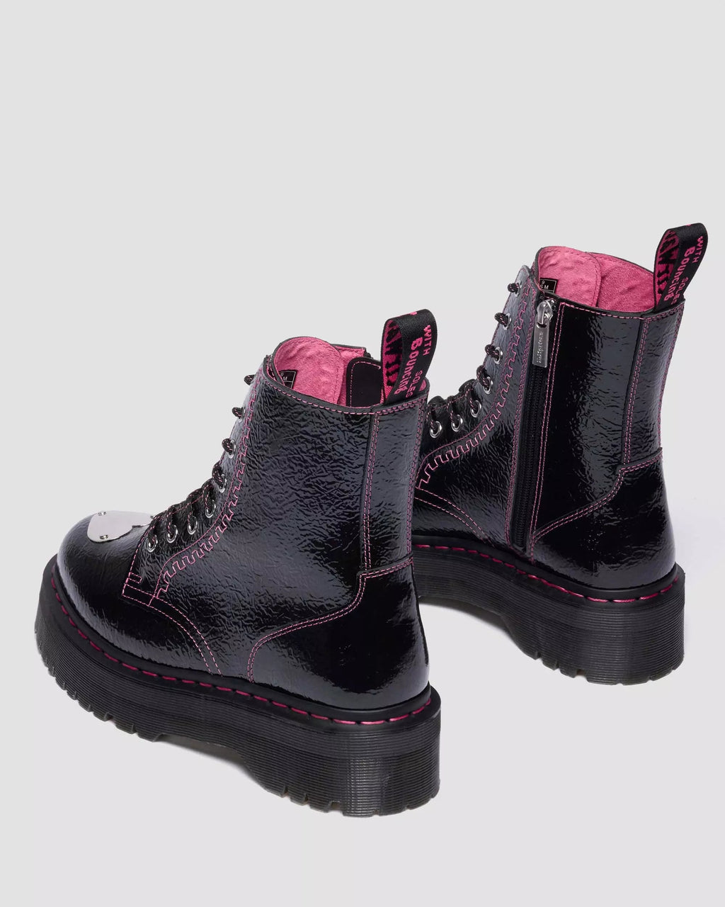 Jadon Distressed Patent Leather Platform Boots