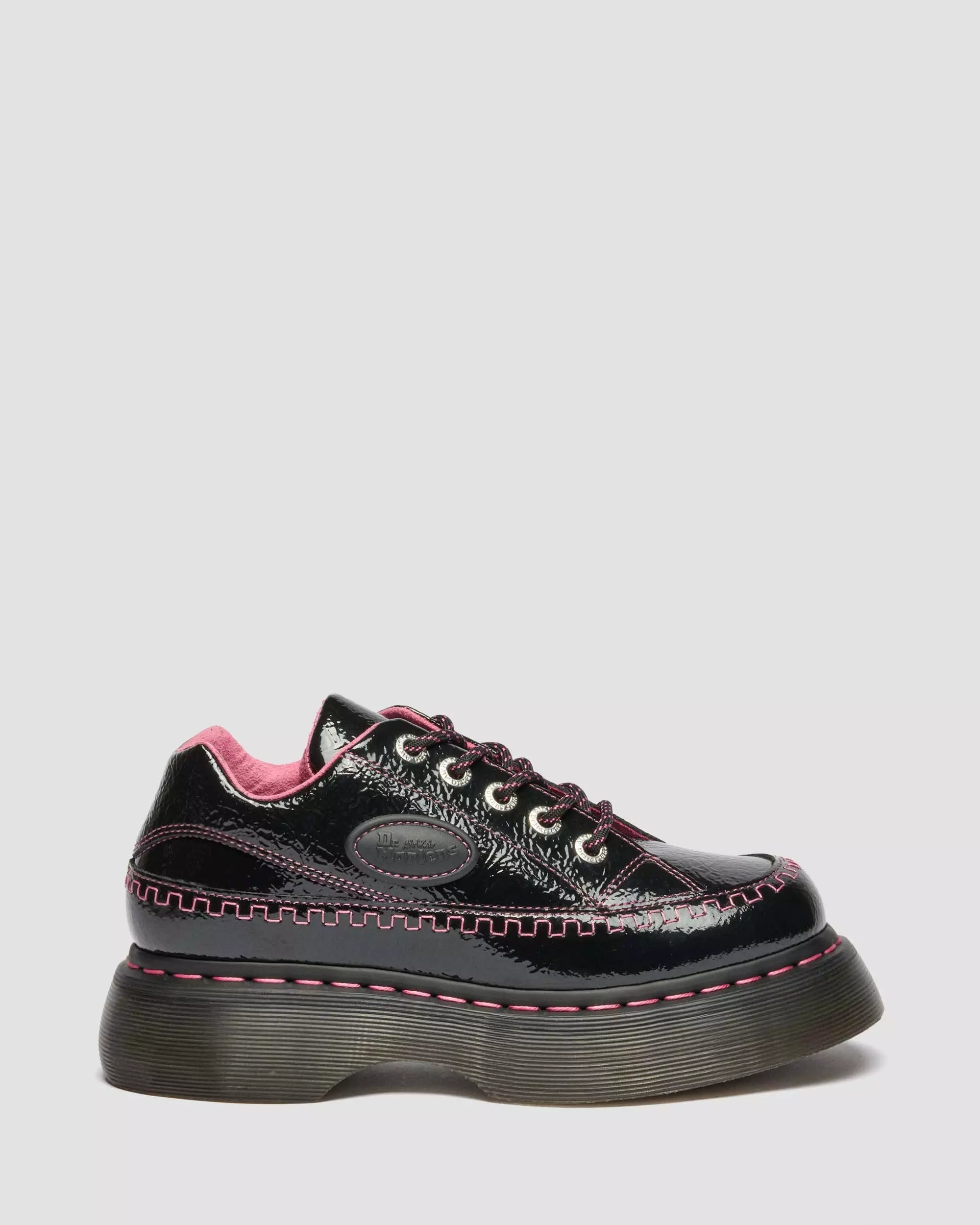 Buzz 5-Eye Distressed Patent Leather Shoes