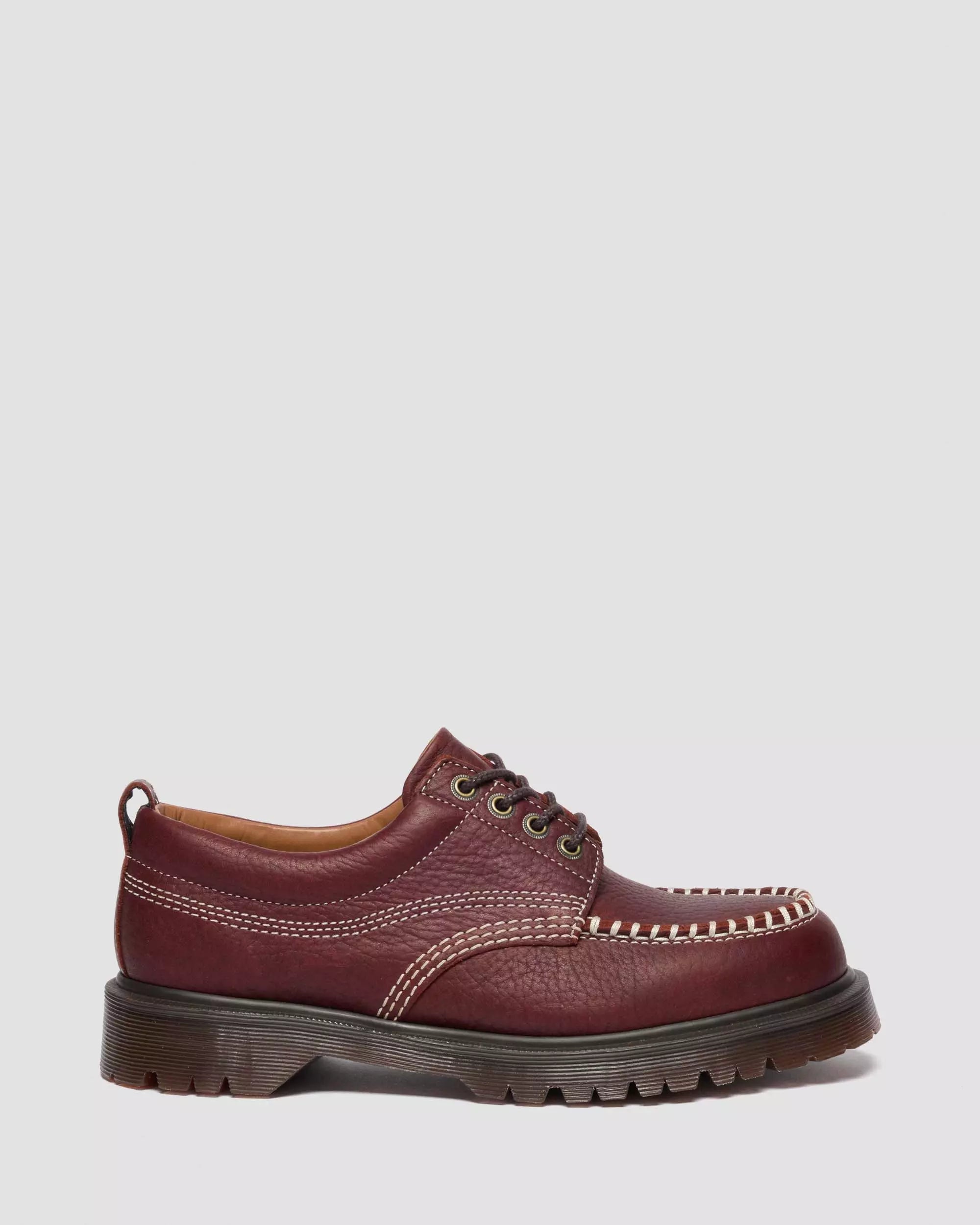 Lowell Wild Grain Leather Lace Up Moc Toe Shoes