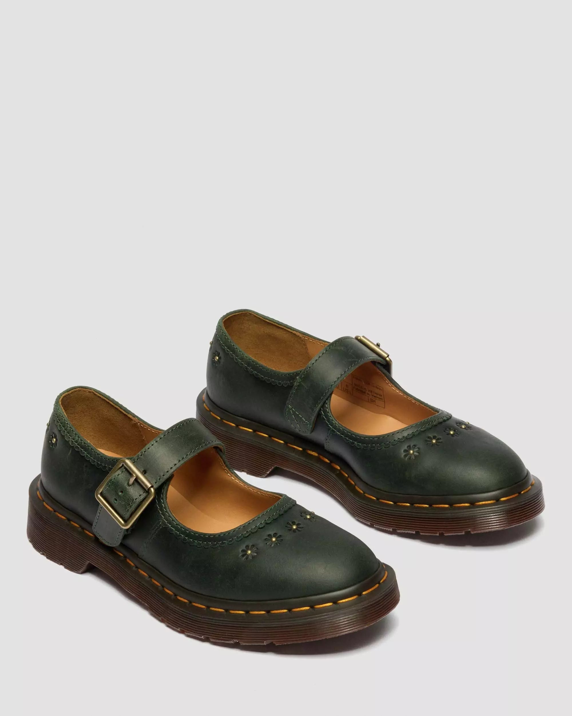 Mary Jane Flower Crazy Horse Leather Shoes