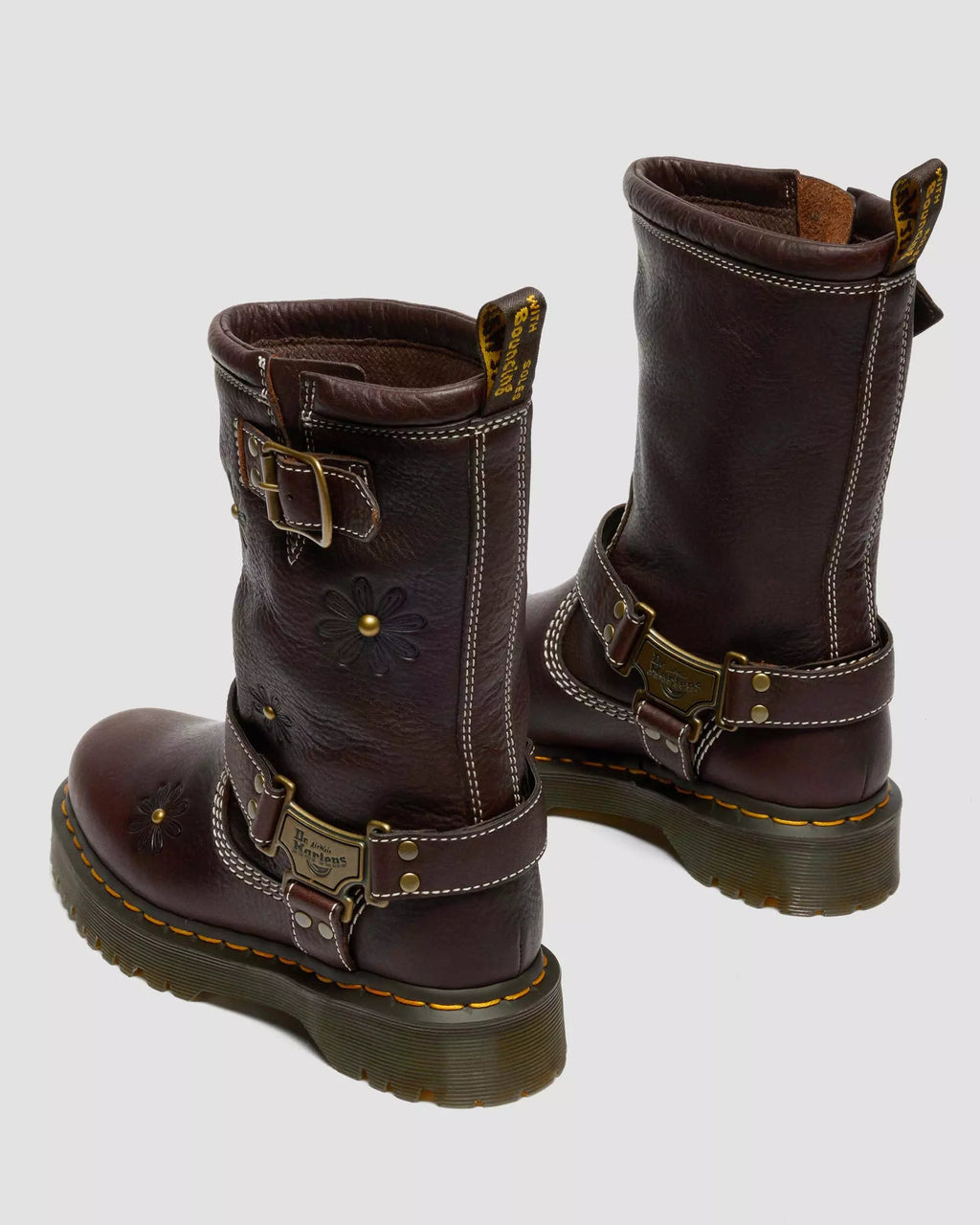 Anistone Hi Flower Grizzly Leather Biker Boots