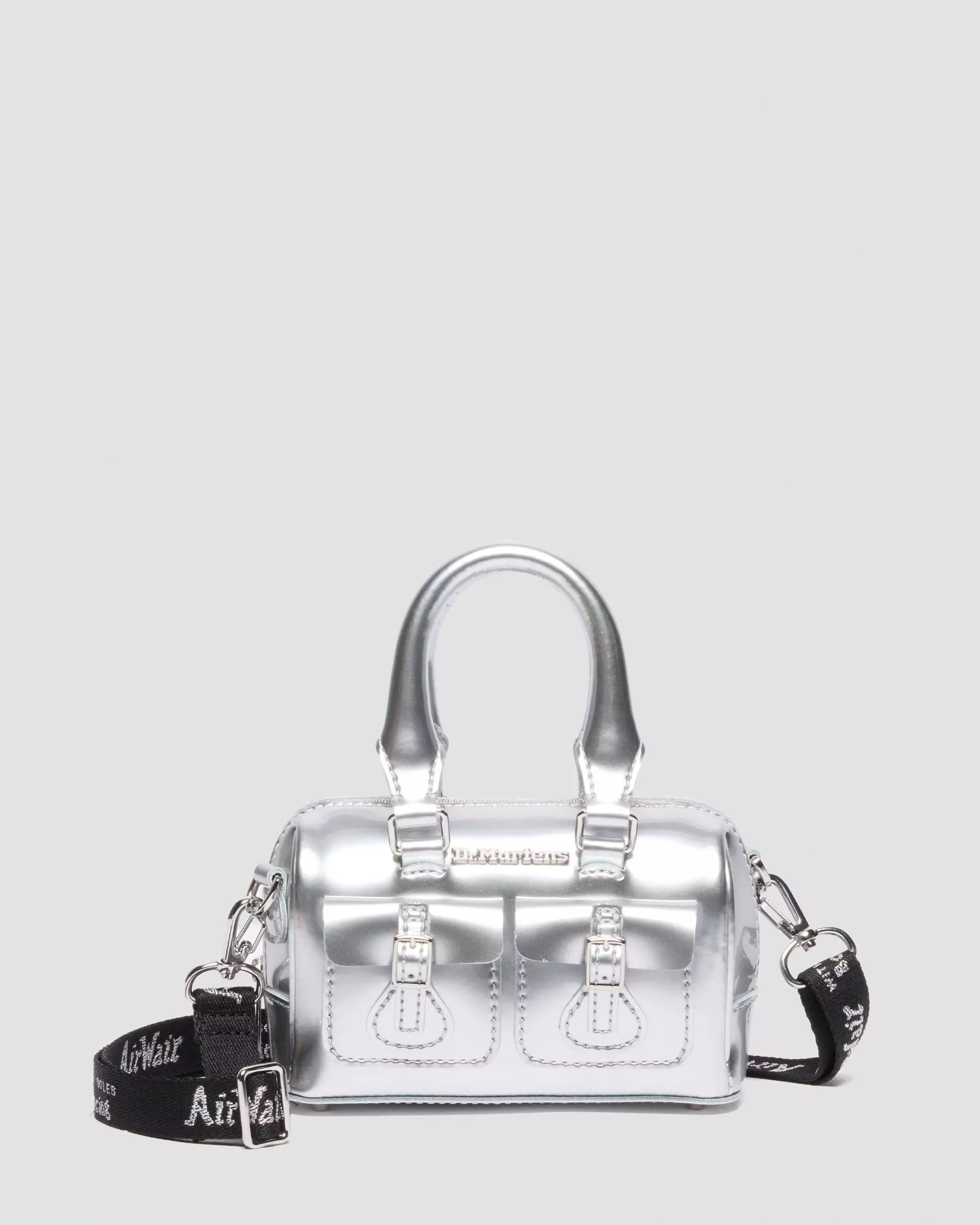 Mini Top Handle Bag Silver Patent Leather Bag