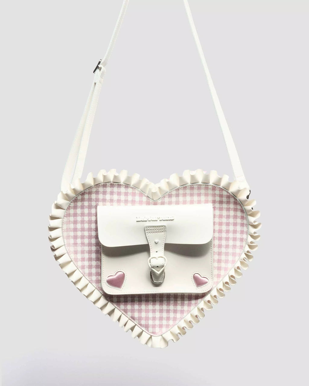 HEART BACKPACK Frilled Gingham Leather Bag