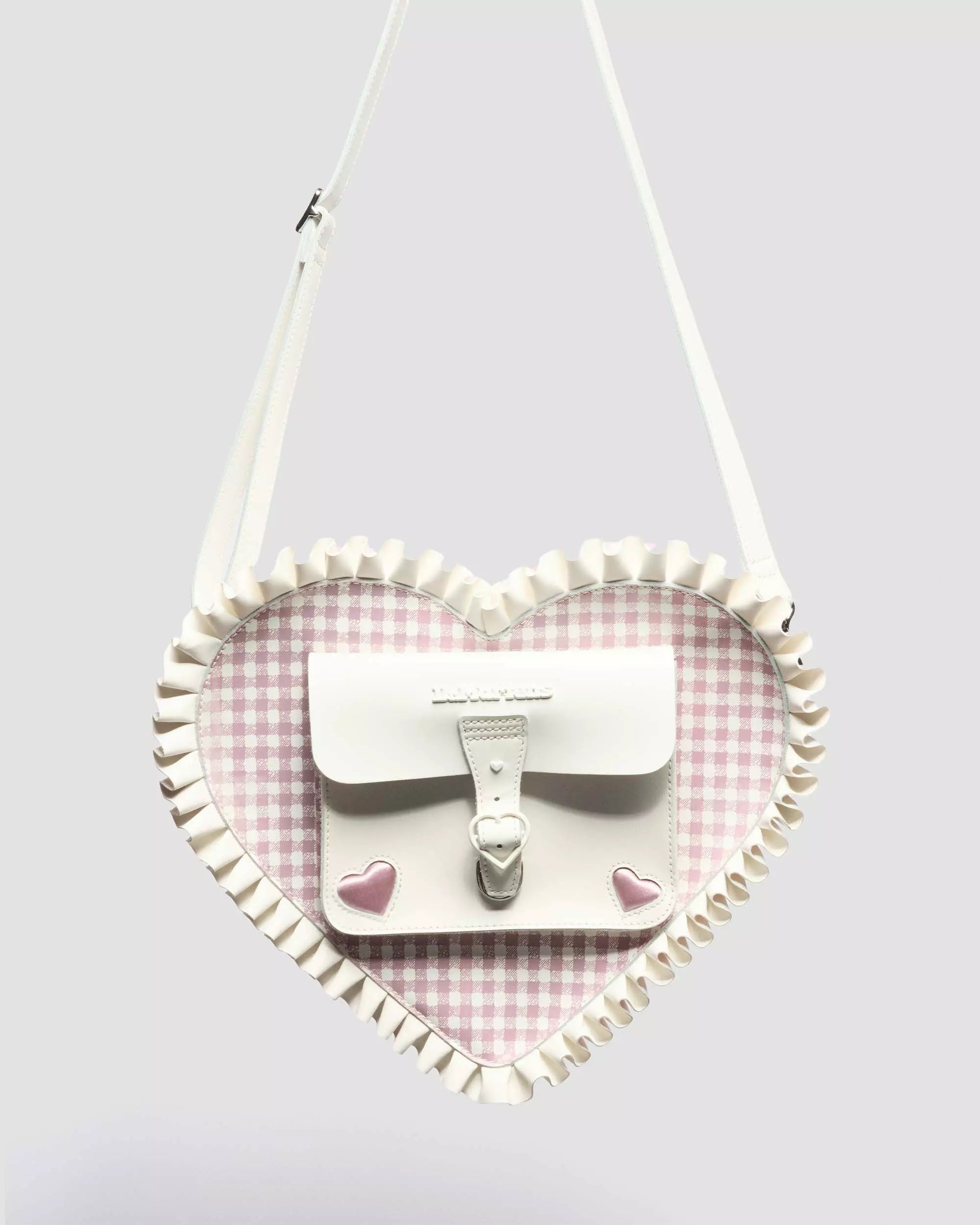 HEART BACKPACK Frilled Gingham Leather Bag