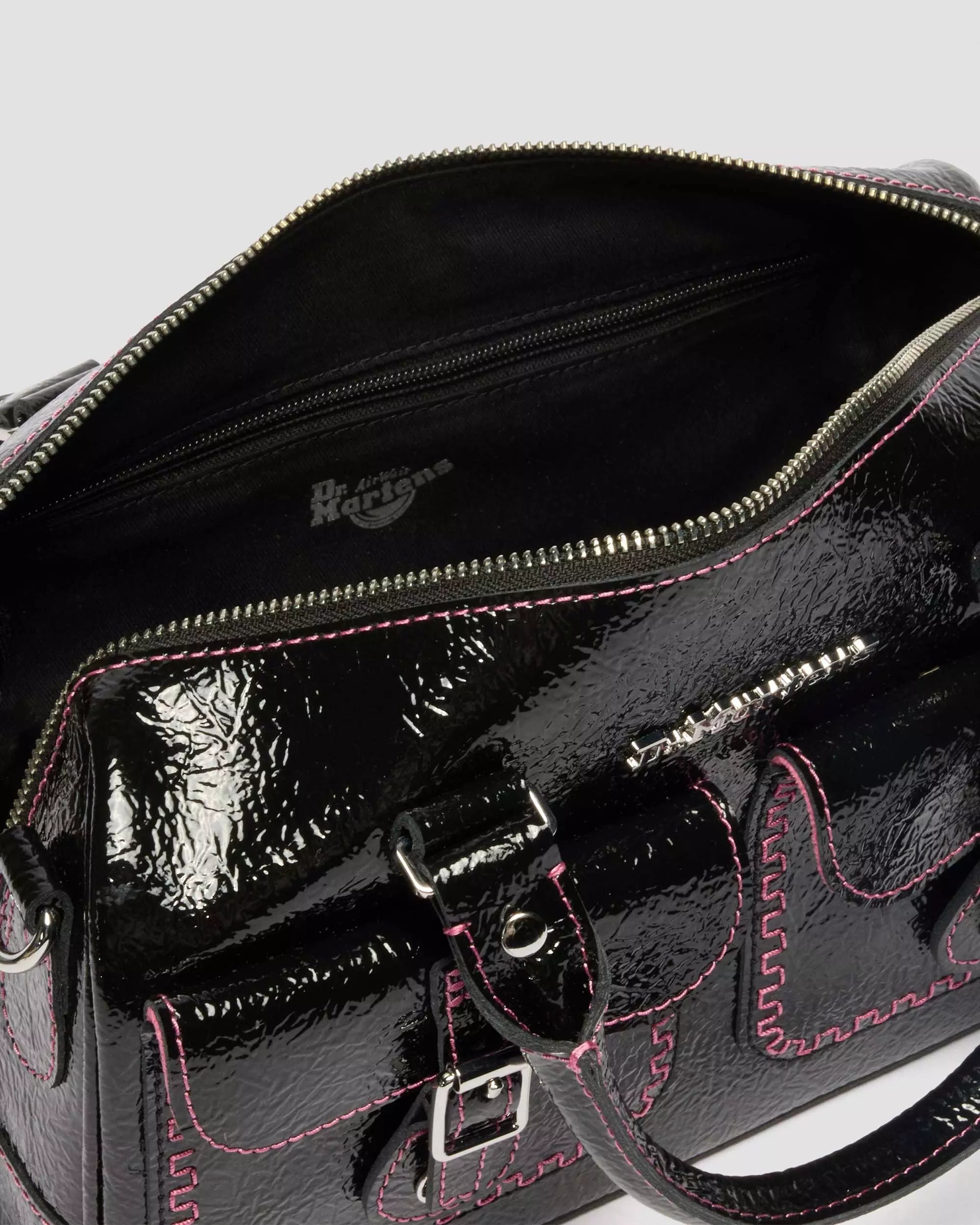 Top Handle Bag Distressed Patent Leather Bag