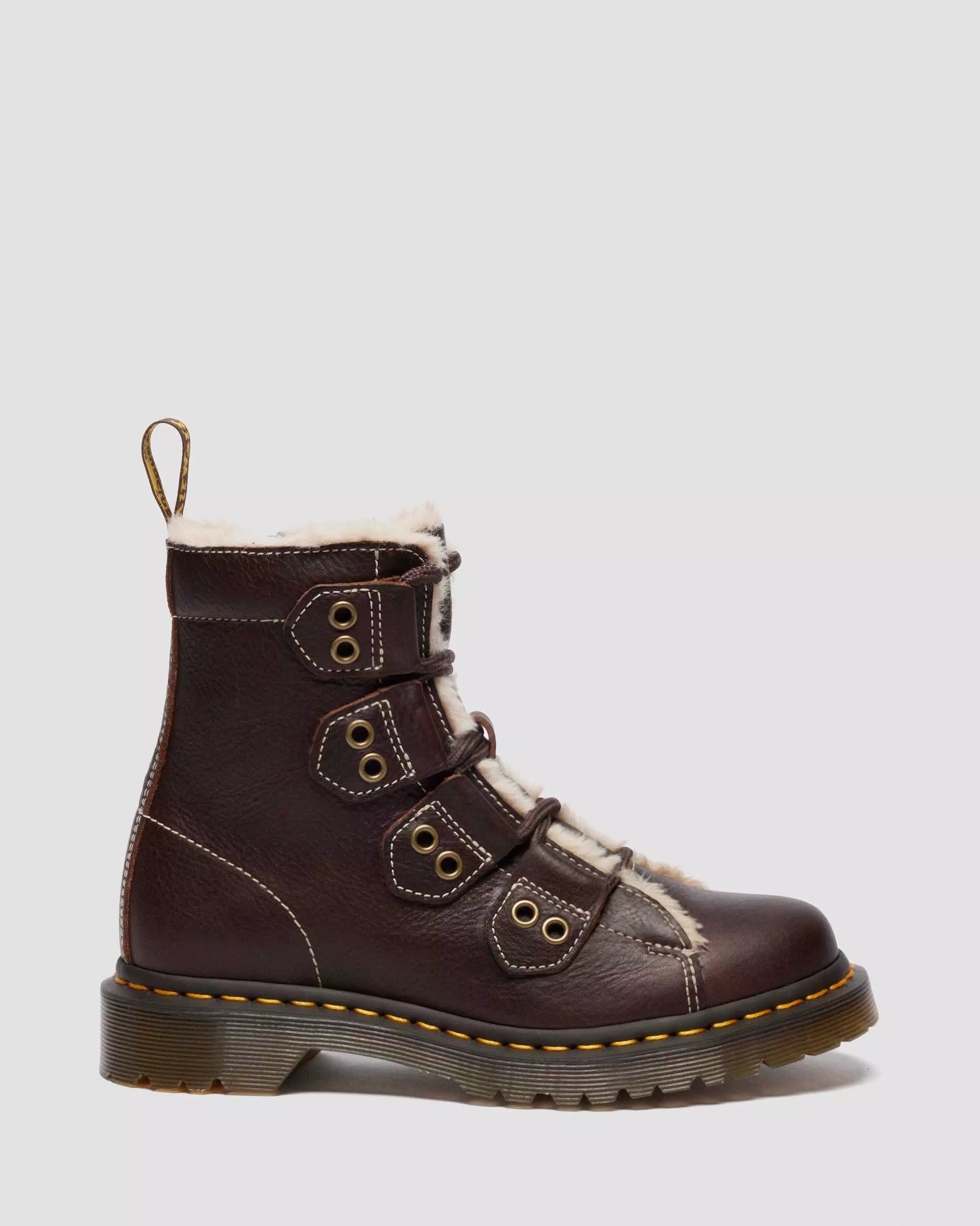 1460 Faux Fur Lined Lace-to-toe Leather Boots