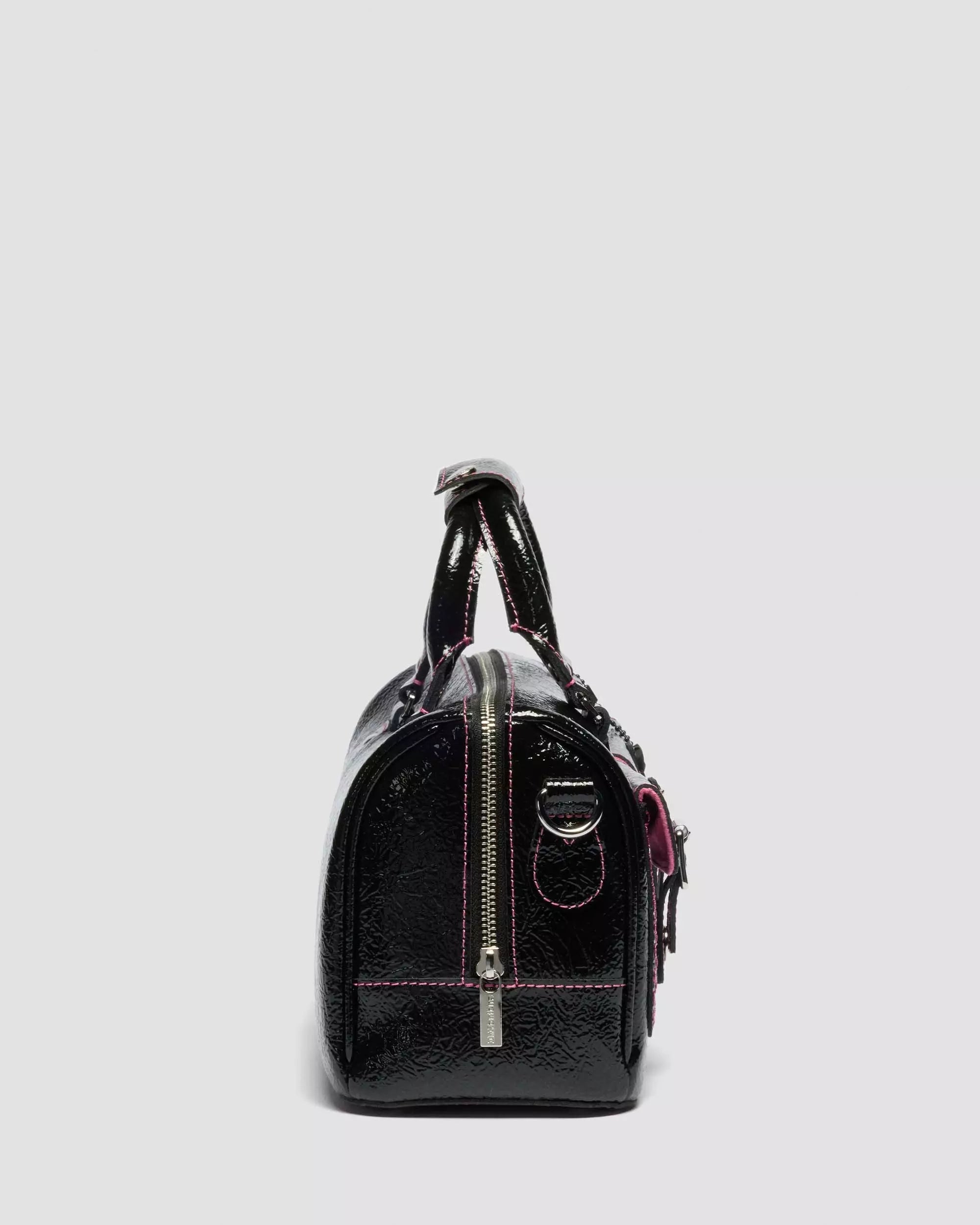 Top Handle Bag Distressed Patent Leather Bag