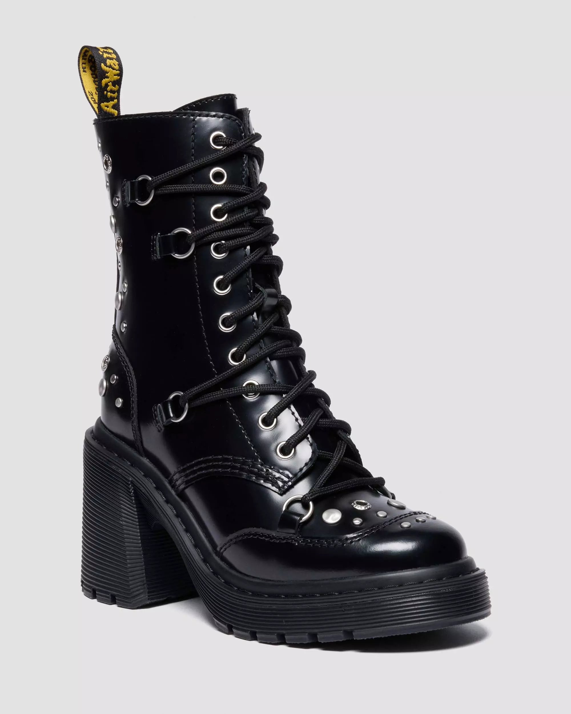 CHESNEY Studded Buttero Leather Flare Heeled Boots