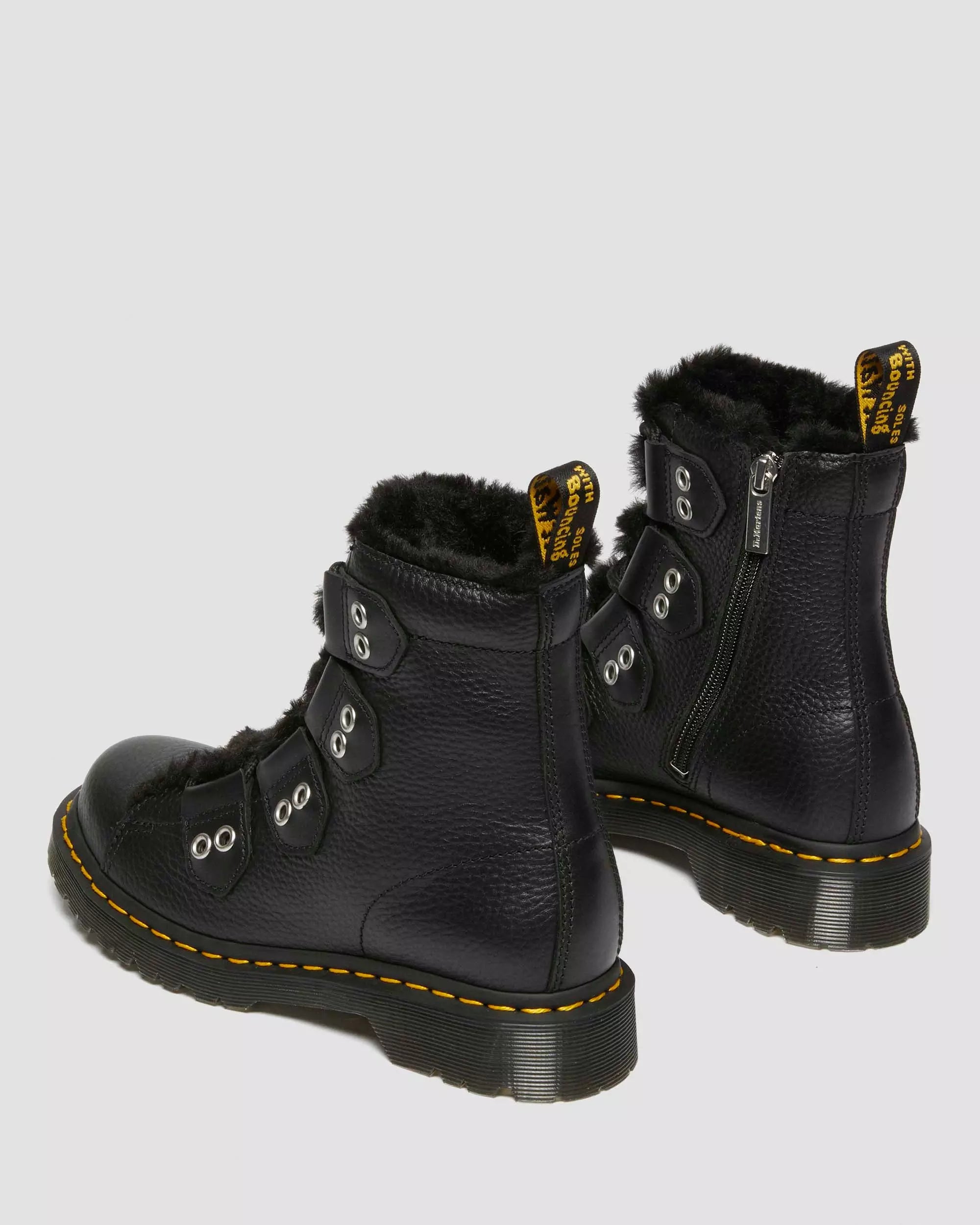 1460 Faux Fur Lined Leather Lace Up Boots