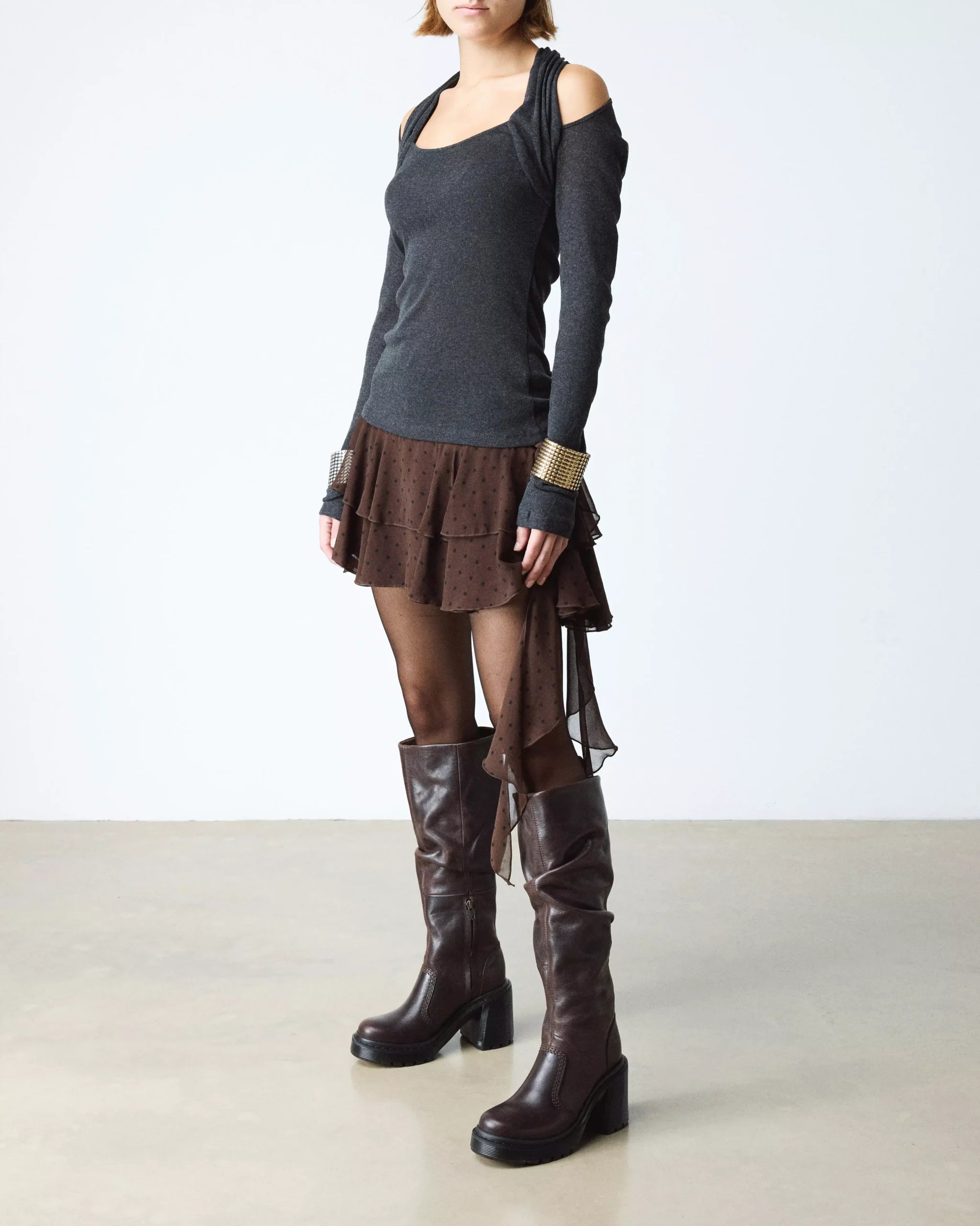 Kasey Kinsley Leather Knee High Heeled Boots