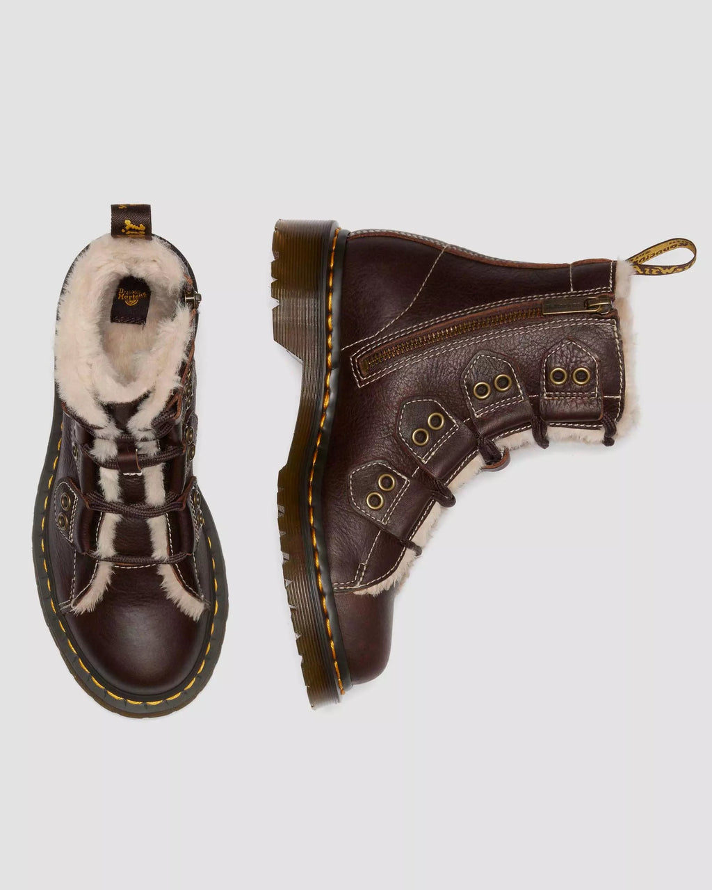 1460 Faux Fur Lined Lace-to-toe Leather Boots