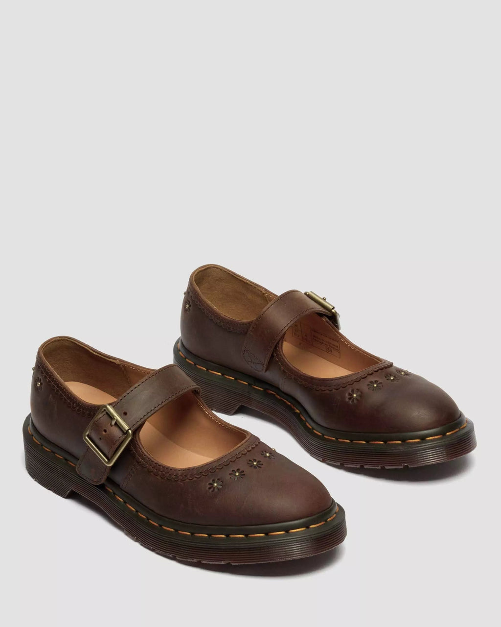 Mary Jane Flower Crazy Horse Leather Shoes