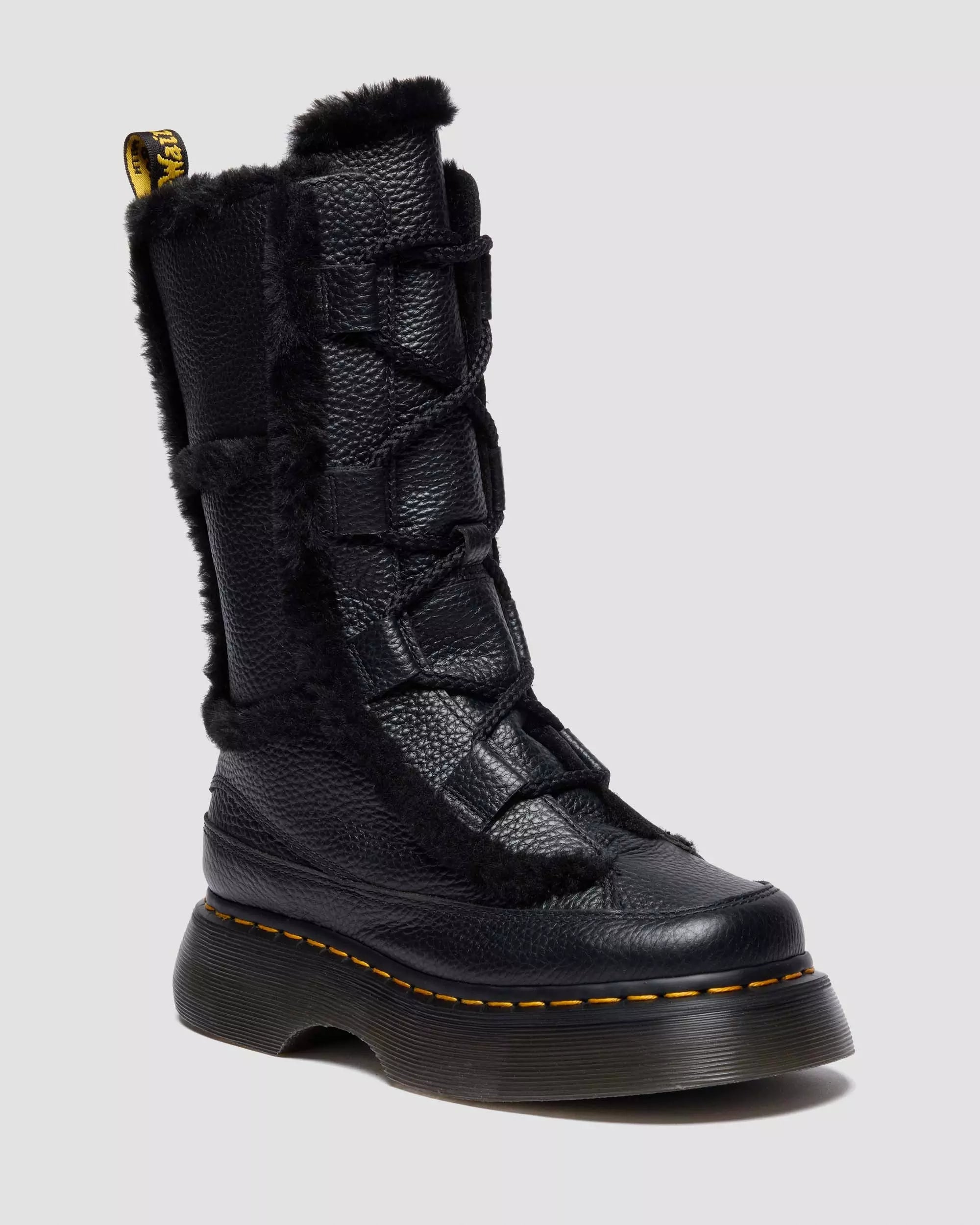Buzz Lace Up Faux Fur Lined Milled Nappa Leather Lace Up Boots