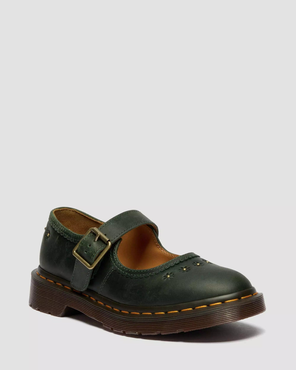 Mary Jane Flower Crazy Horse Leather Shoes