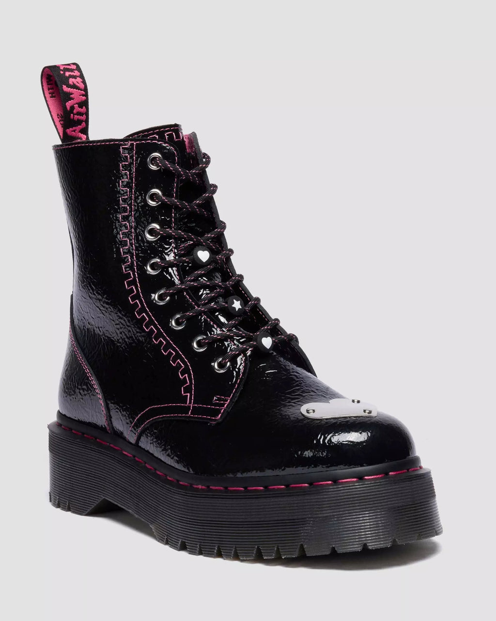 Jadon Distressed Patent Leather Platform Boots