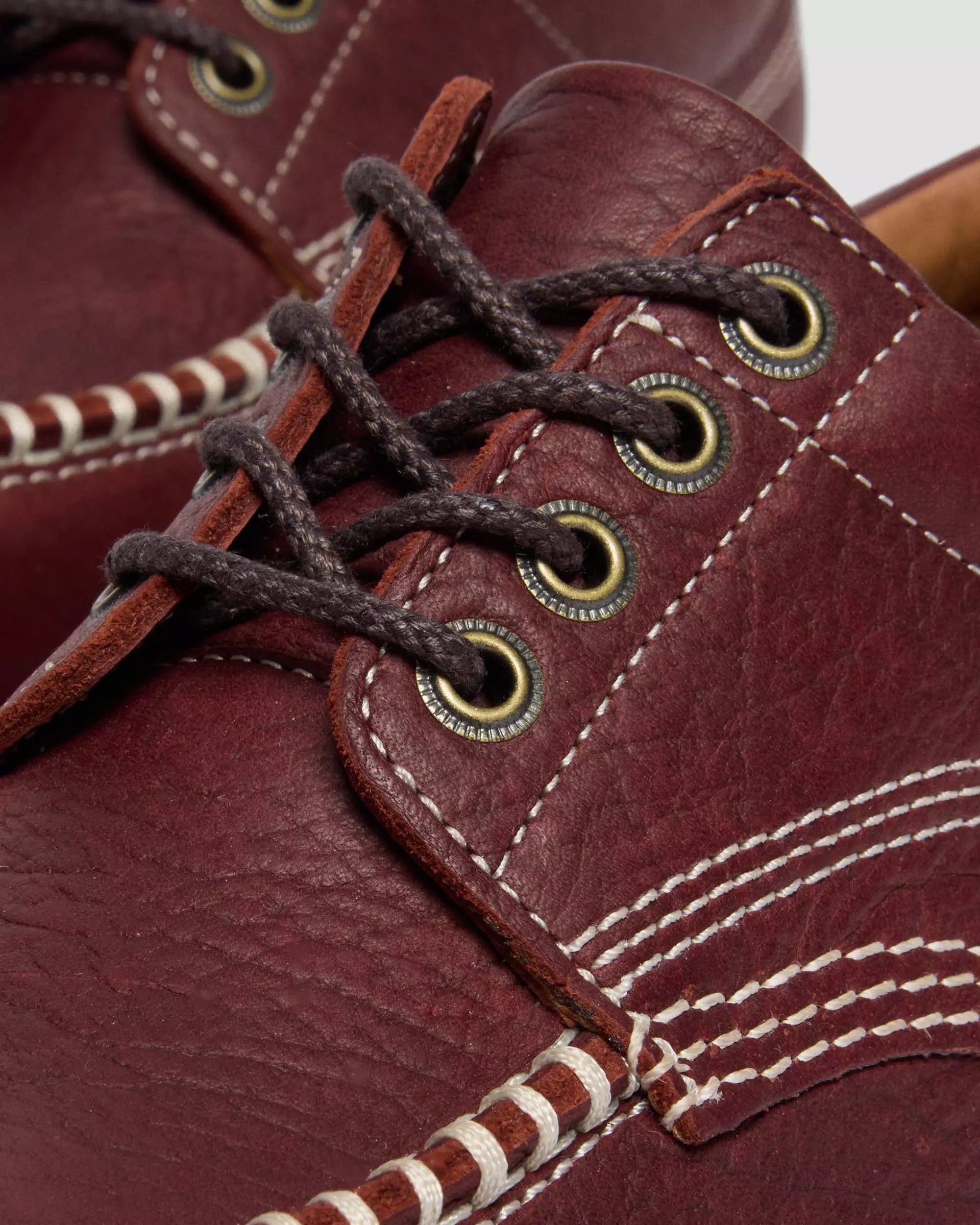 Lowell Wild Grain Leather Lace Up Moc Toe Shoes