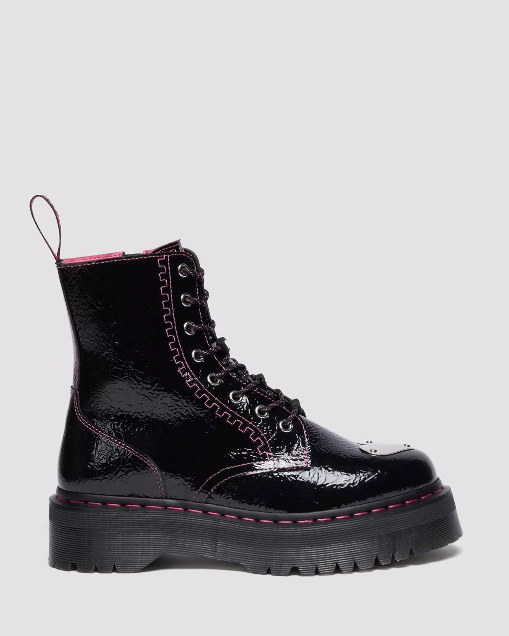 Jadon Distressed Patent Leather Platform Boots