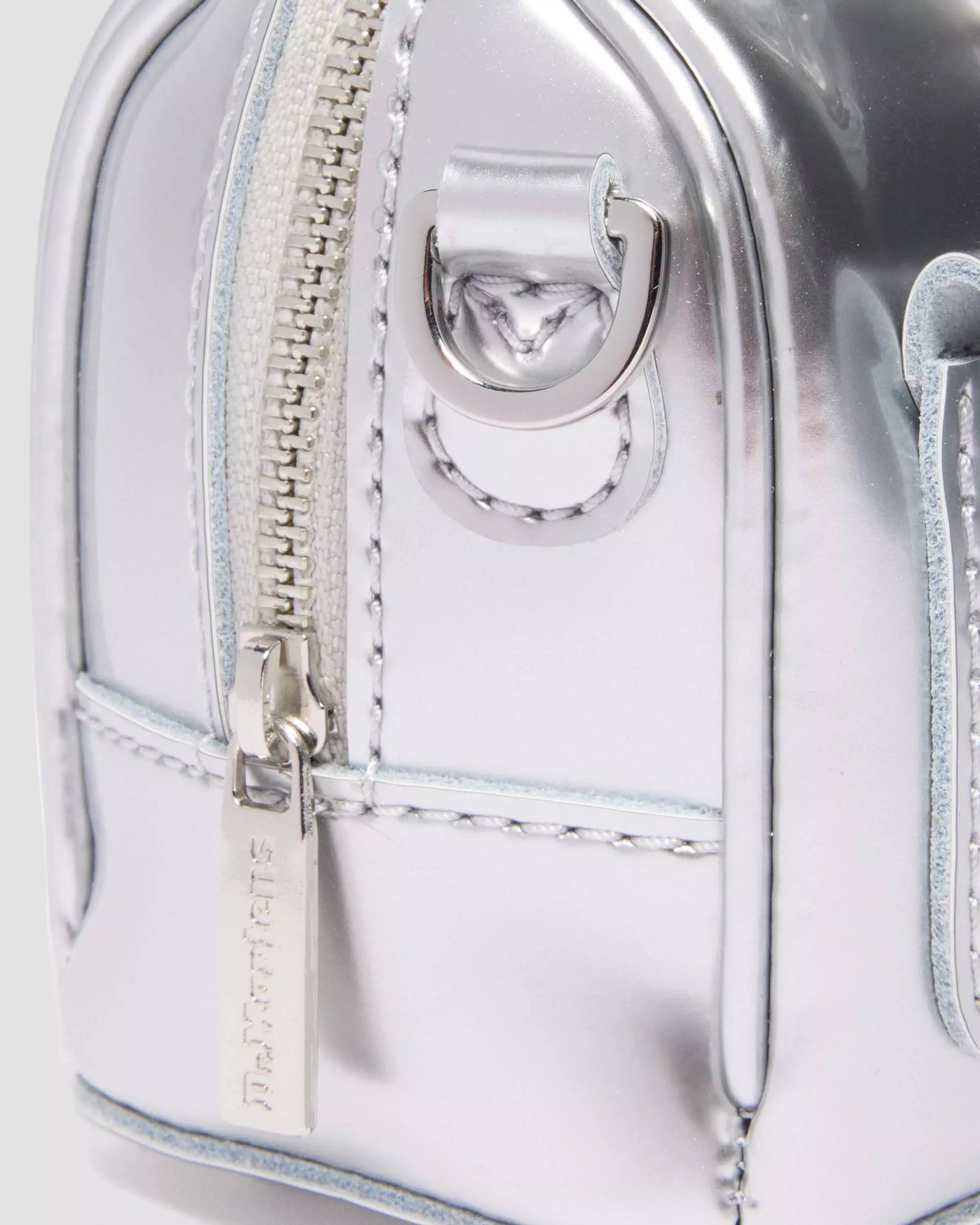 Mini Top Handle Bag Silver Patent Leather Bag