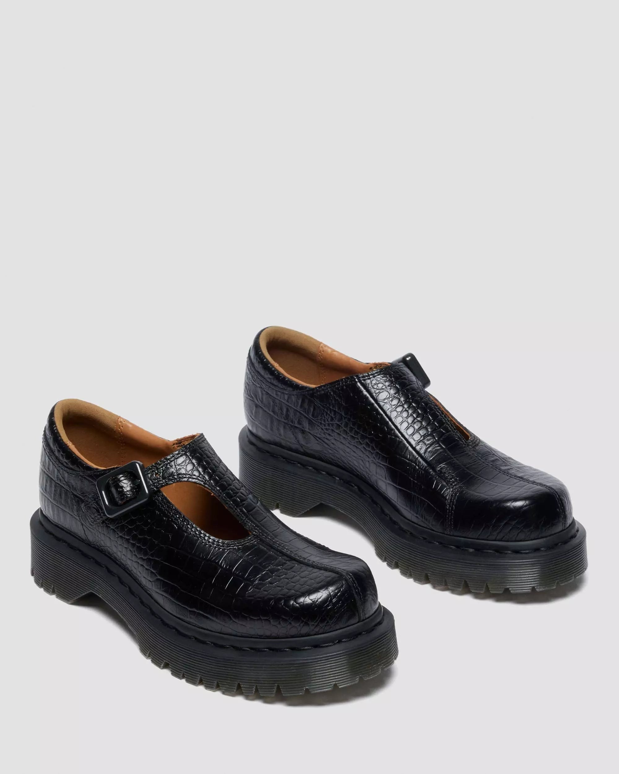 Rejena Mary Jane Croc Emboss Leather Shoes