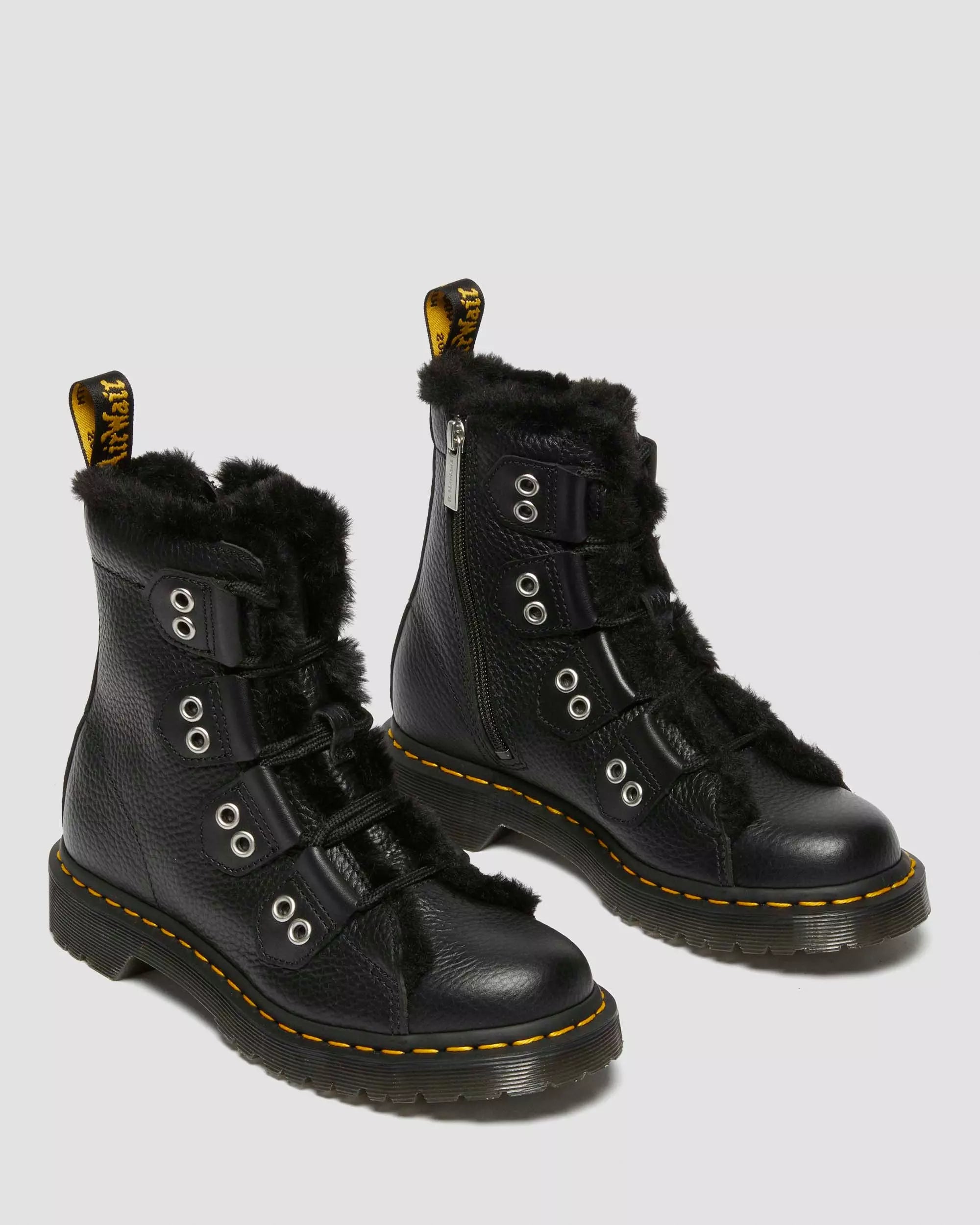 1460 Faux Fur Lined Leather Lace Up Boots