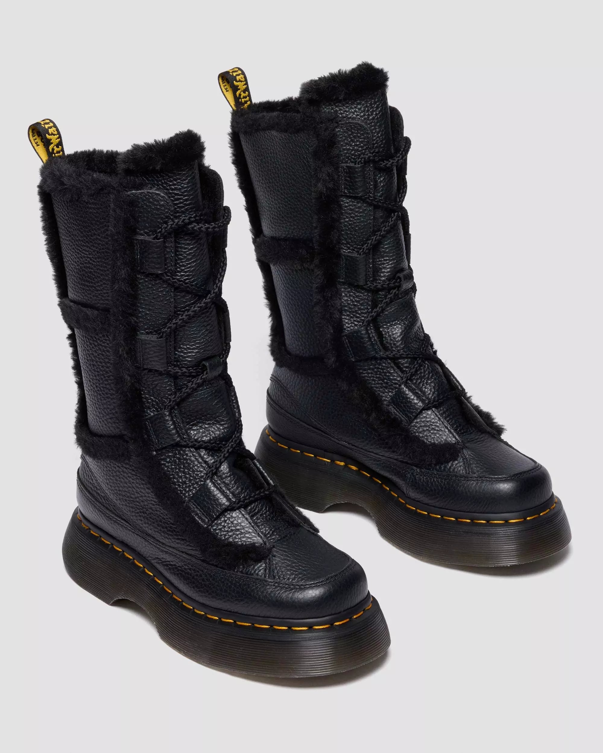 Buzz Lace Up Faux Fur Lined Milled Nappa Leather Lace Up Boots