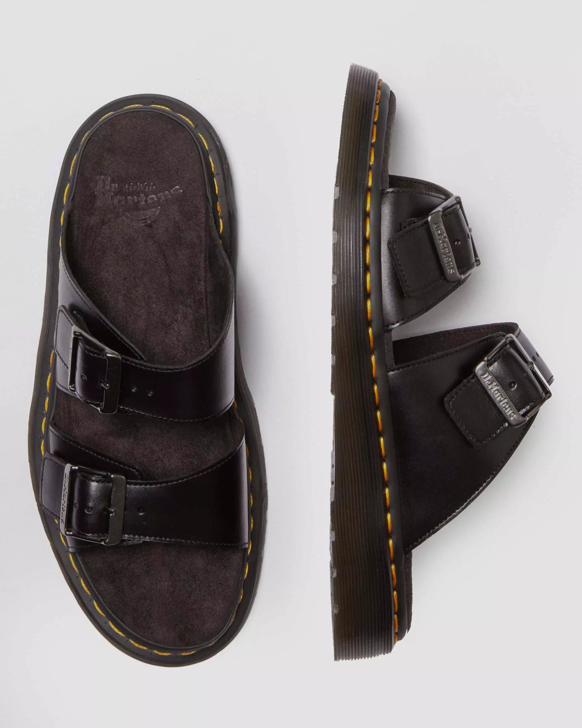 Josef Analine Leather Buckle Slide Sandals