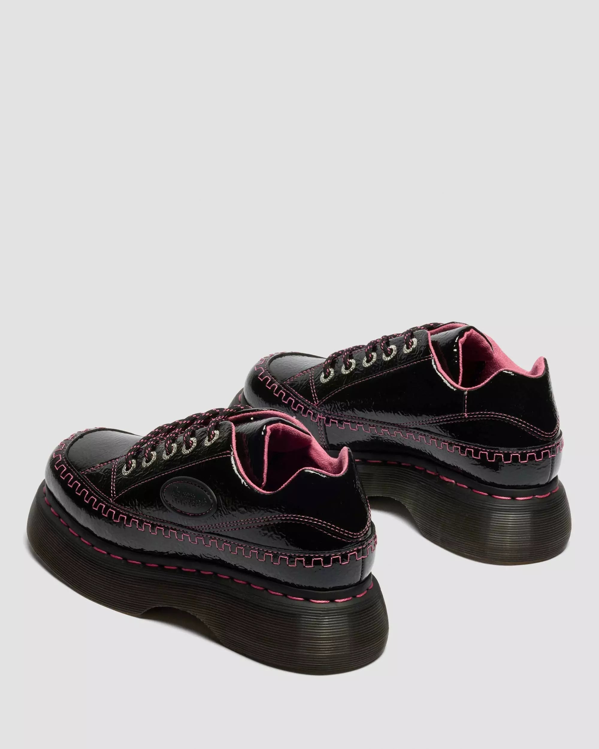 Buzz 5-Eye Distressed Patent Leather Shoes