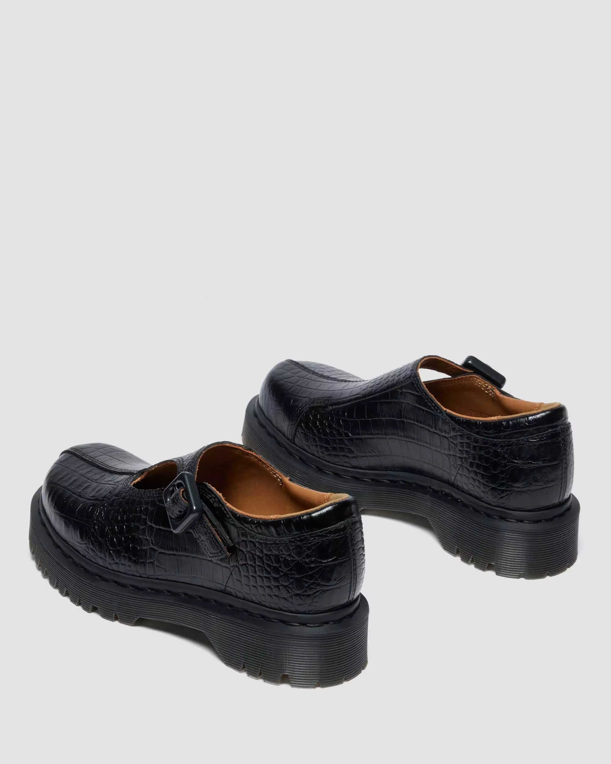 Rejena Mary Jane Croc Emboss Leather Shoes