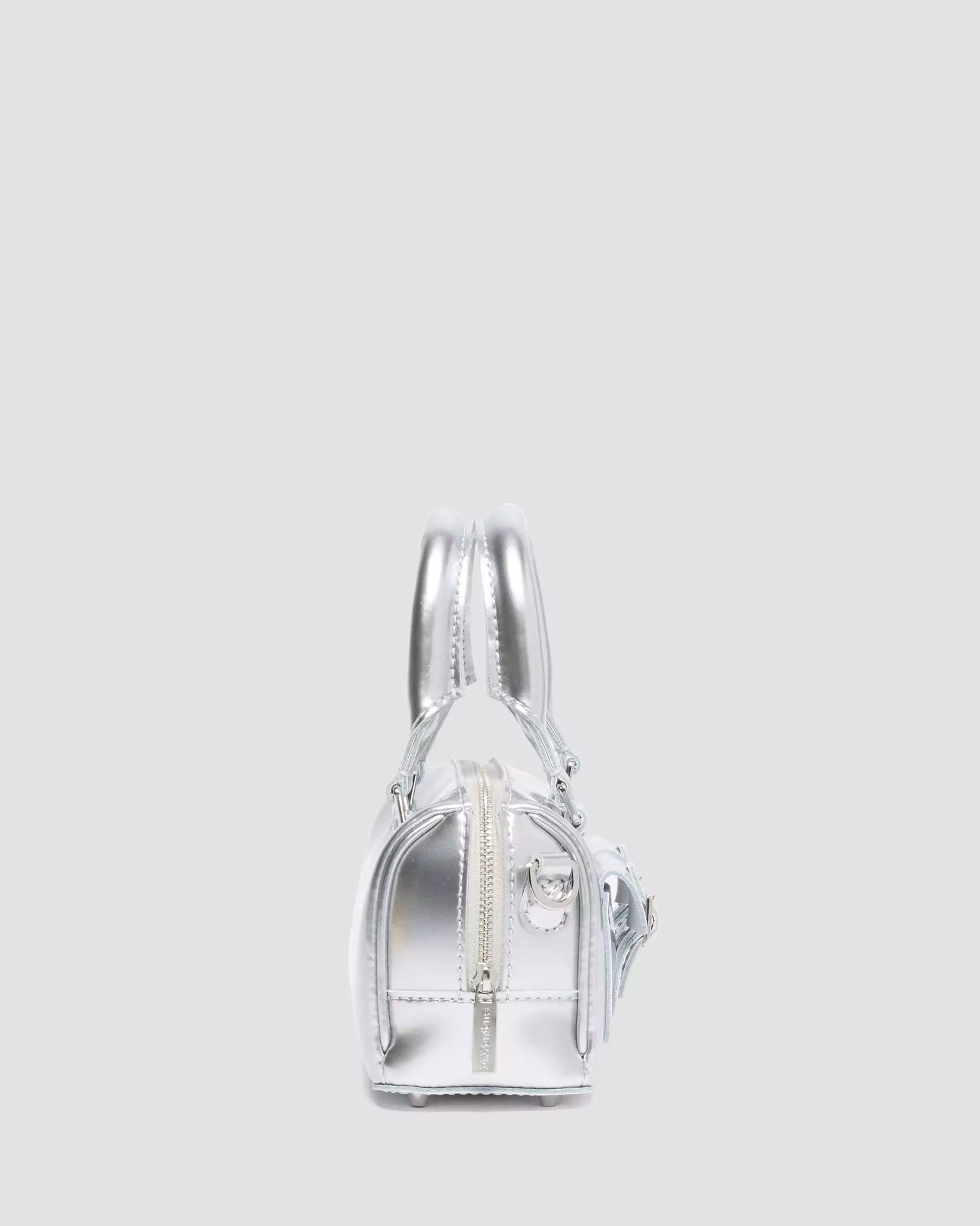 Mini Top Handle Bag Silver Patent Leather Bag