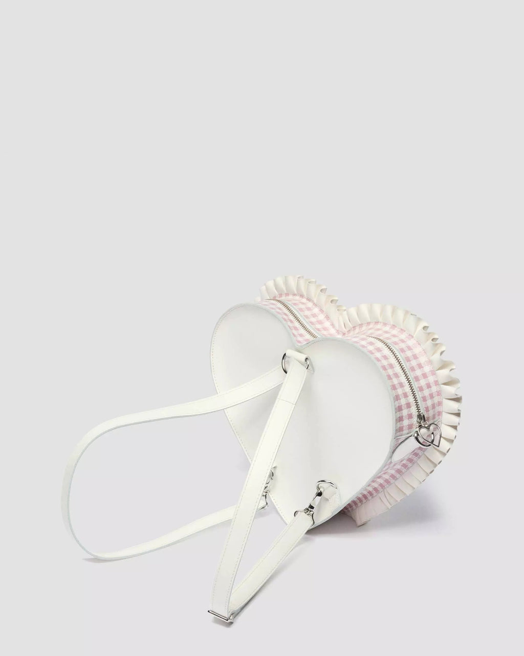 HEART BACKPACK Frilled Gingham Leather Bag