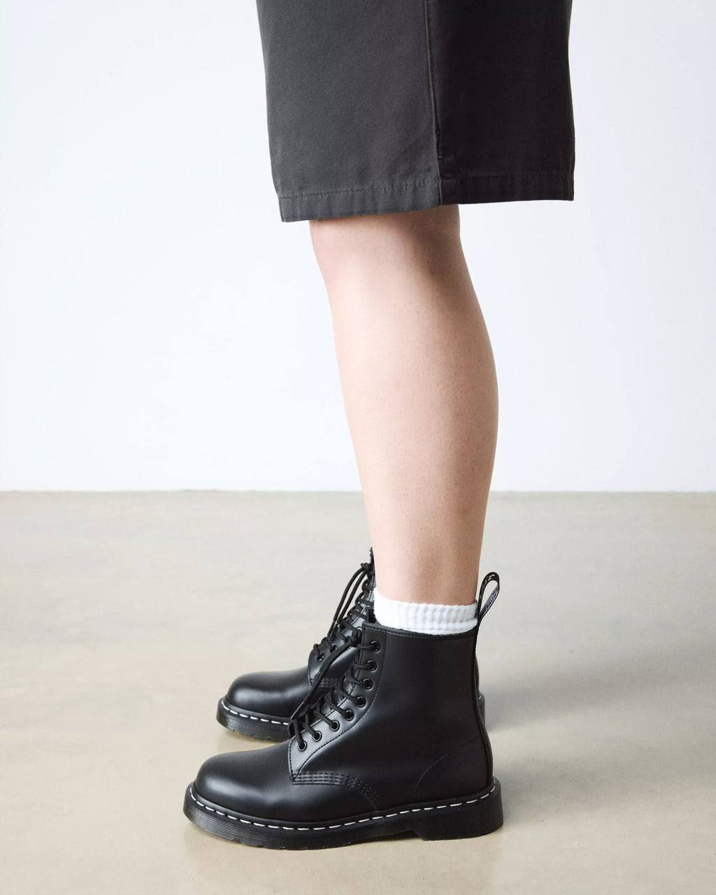 1460 White Stitch Smooth Leather Lace Up Boots