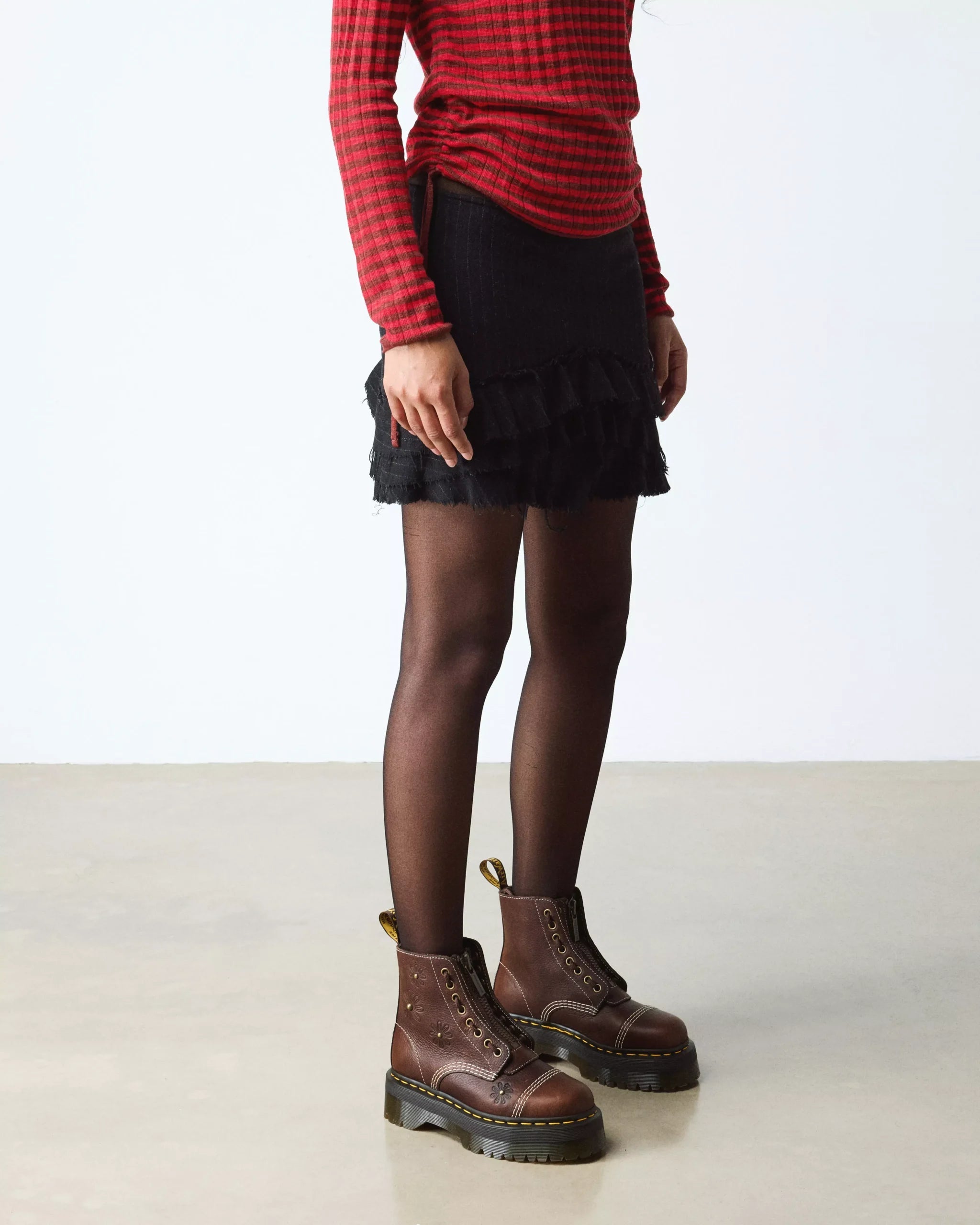 Sinclair Flower Grizzly Leather Platform Boots