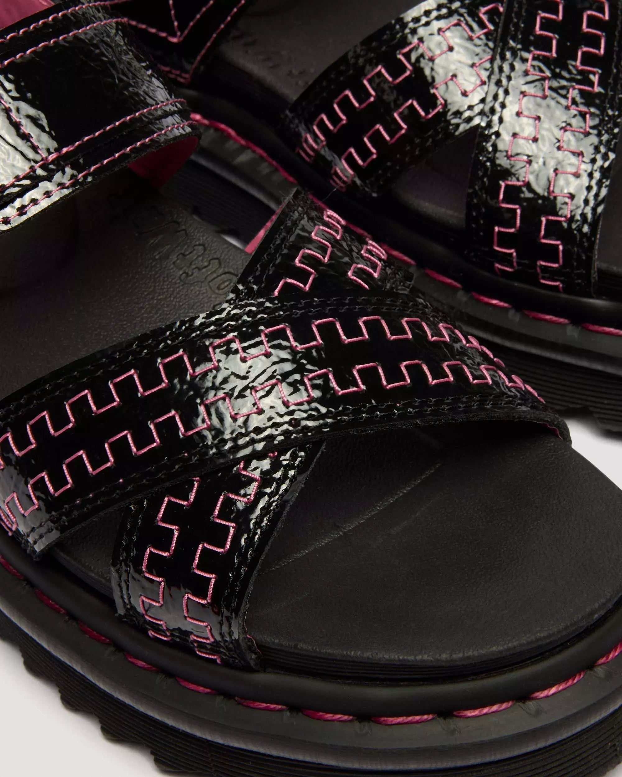 Voss II Distressed Patent Leather Sandals