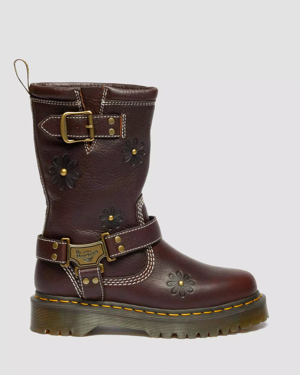Anistone Hi Flower Grizzly Leather Biker Boots