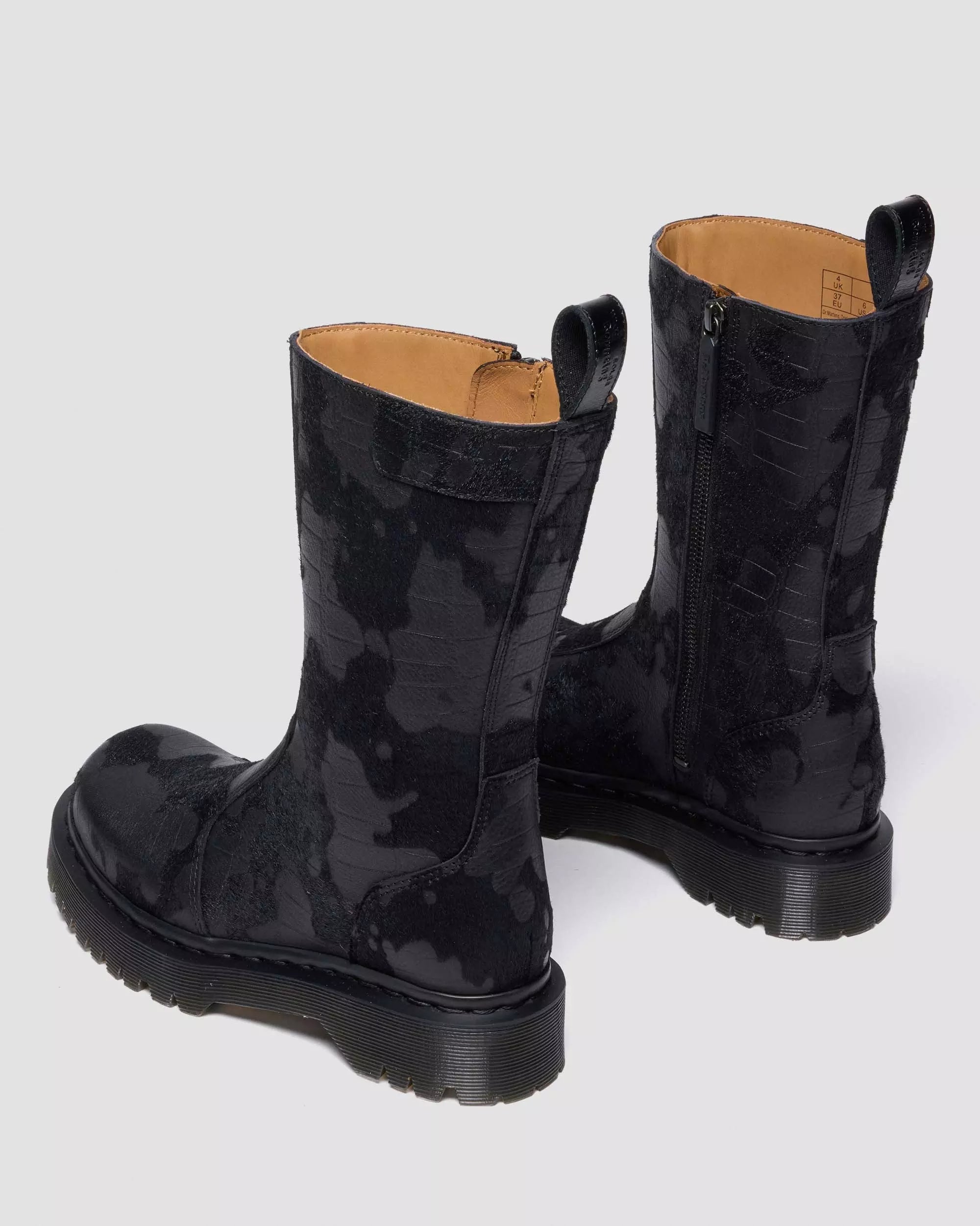 REJENA Hair On Croc Emboss Leather Boots