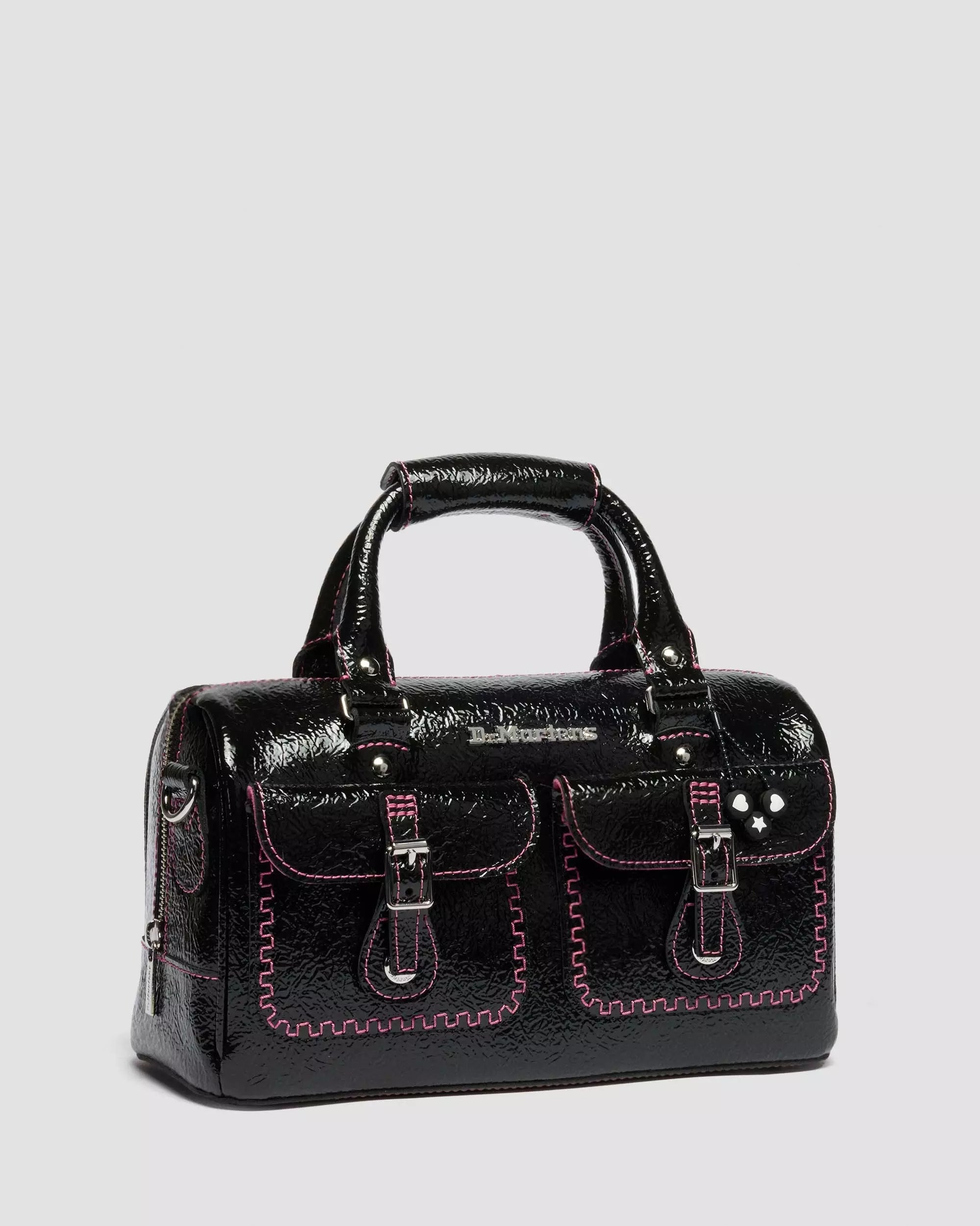 Top Handle Bag Distressed Patent Leather Bag