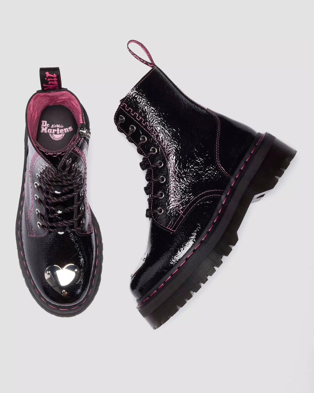 Jadon Distressed Patent Leather Platform Boots