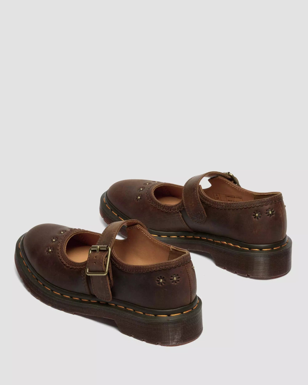 Mary Jane Flower Crazy Horse Leather Shoes