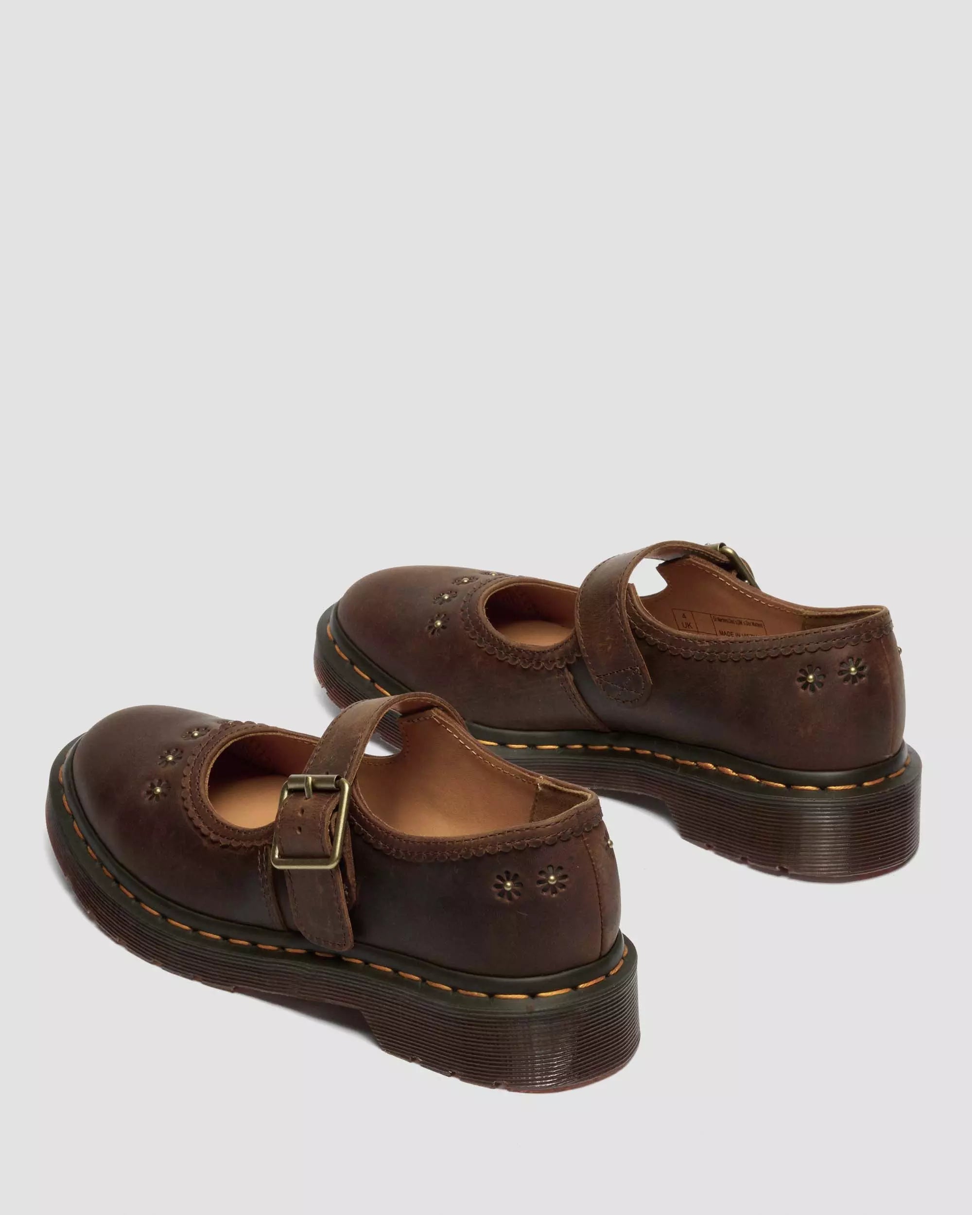 Mary Jane Flower Crazy Horse Leather Shoes