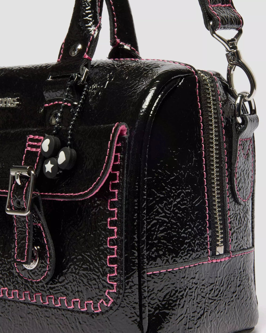 Top Handle Bag Distressed Patent Leather Bag