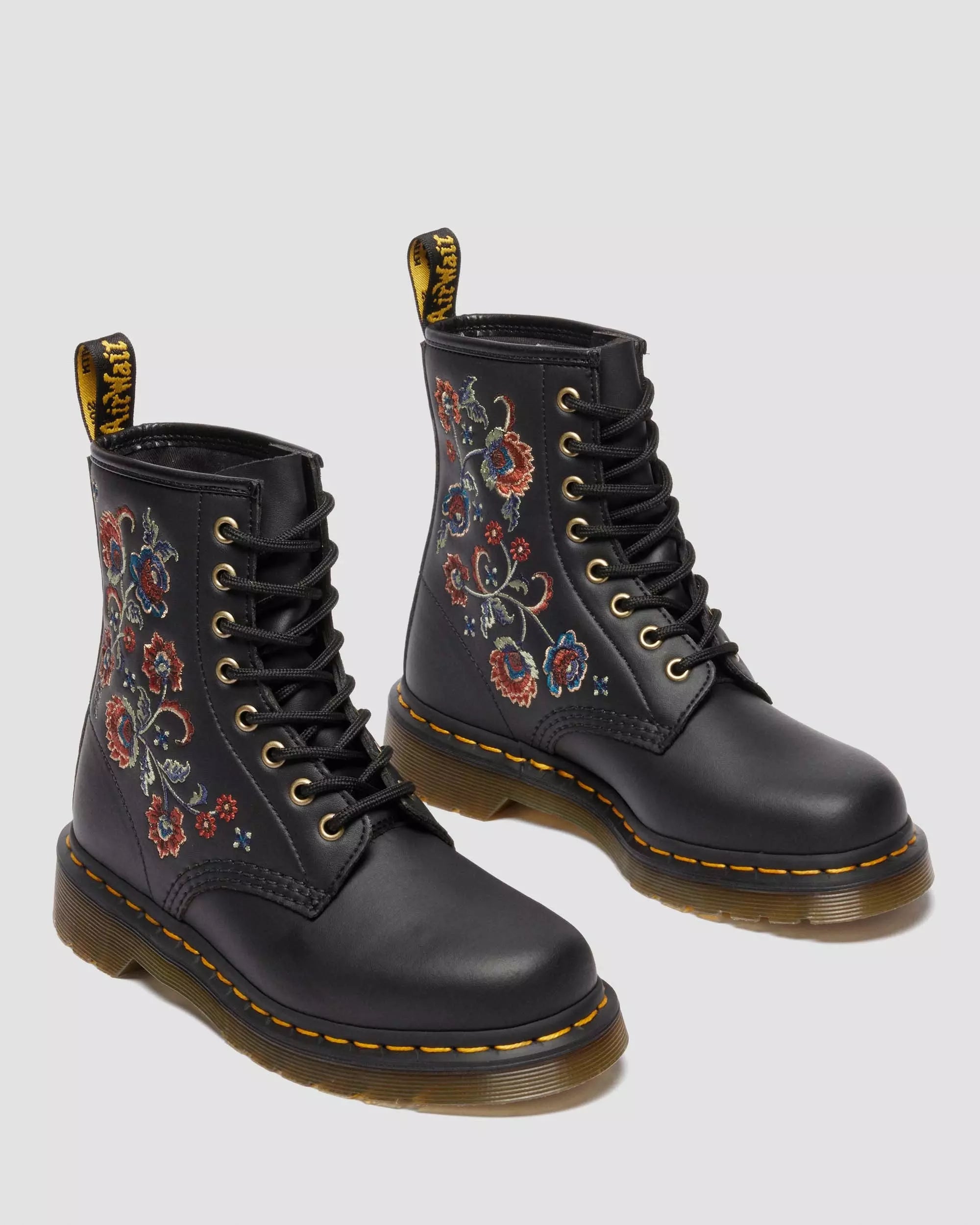 1460 VONDA TF Reclaimed Leather Floral Print Lace Up Boots