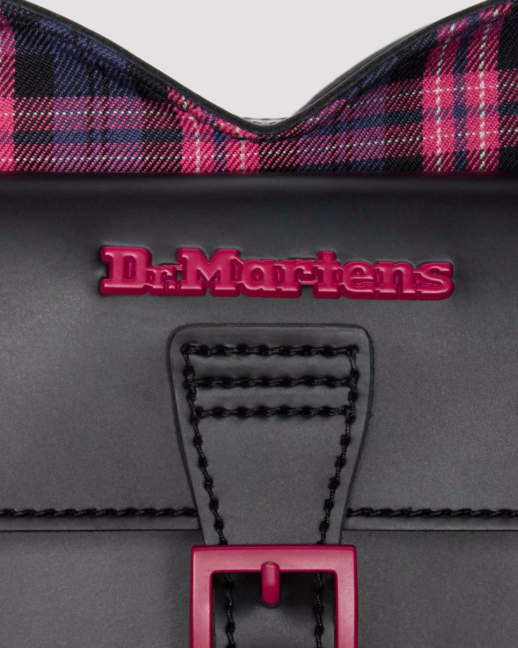 HEART BACKPACK PINK TARTAN LEATHER HEART BAG