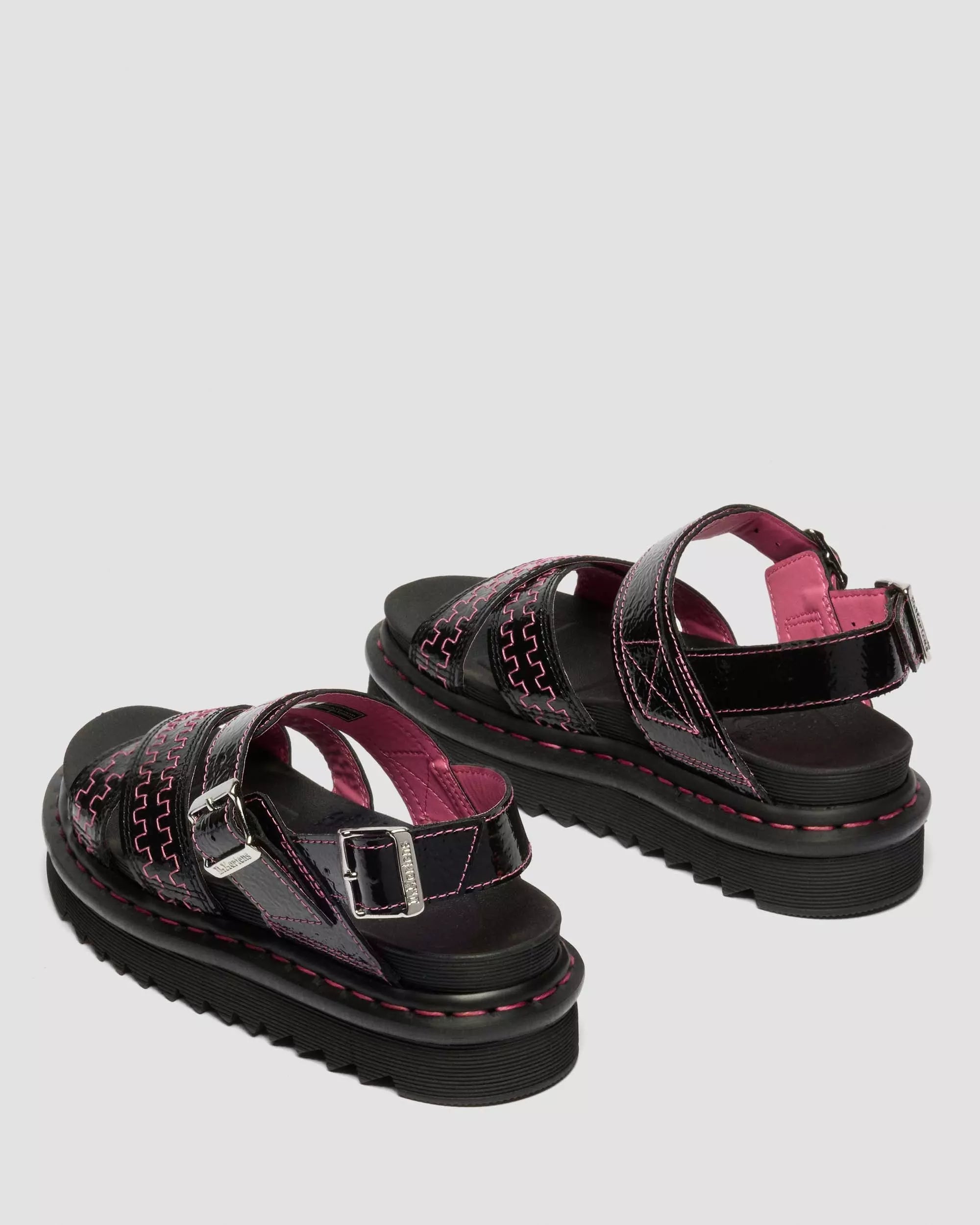 Voss II Distressed Patent Leather Sandals