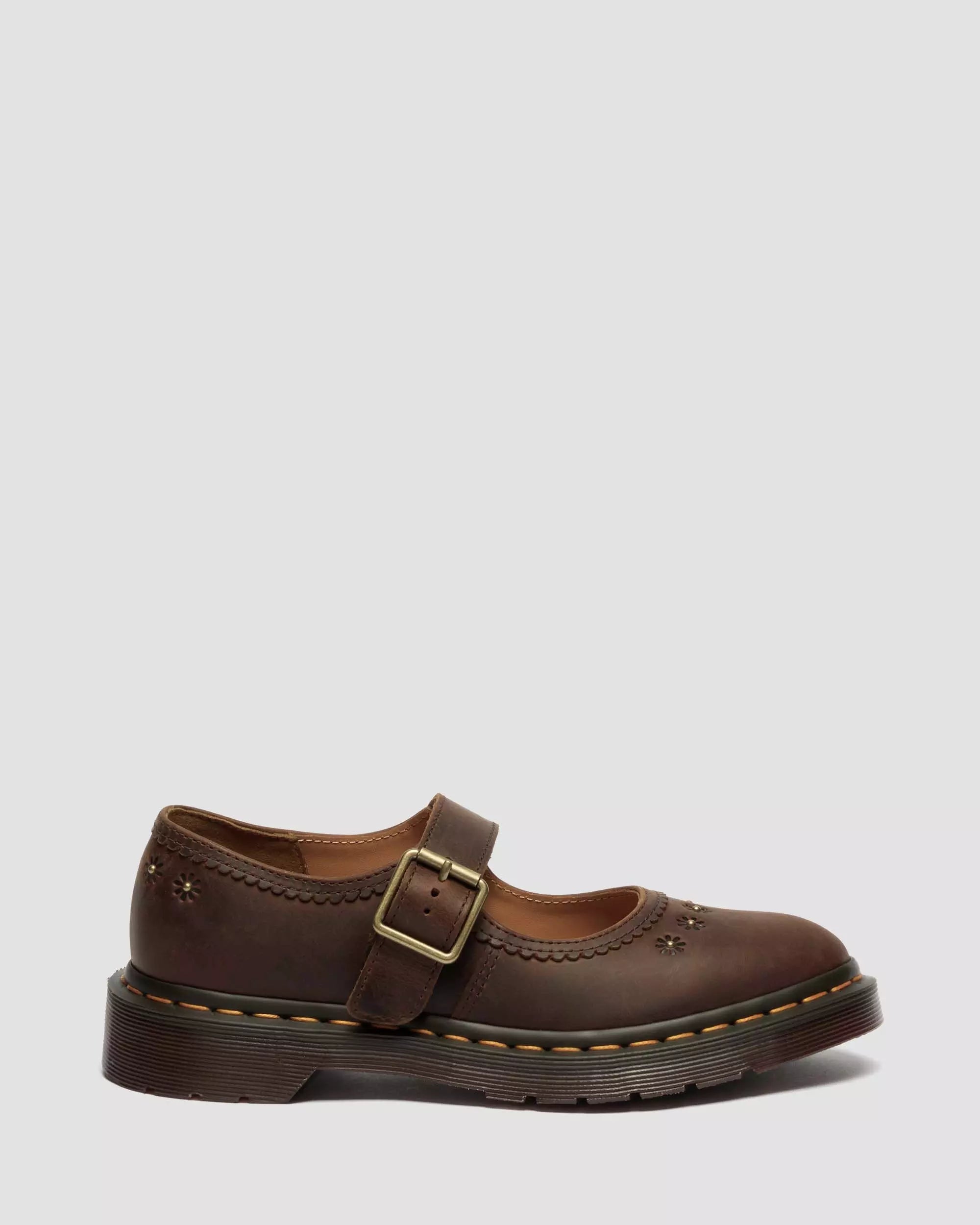 Mary Jane Flower Crazy Horse Leather Shoes